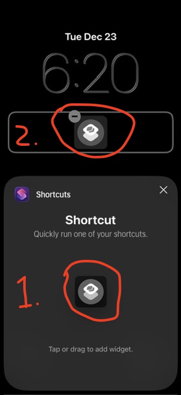 Tap Shortcuts widget twice