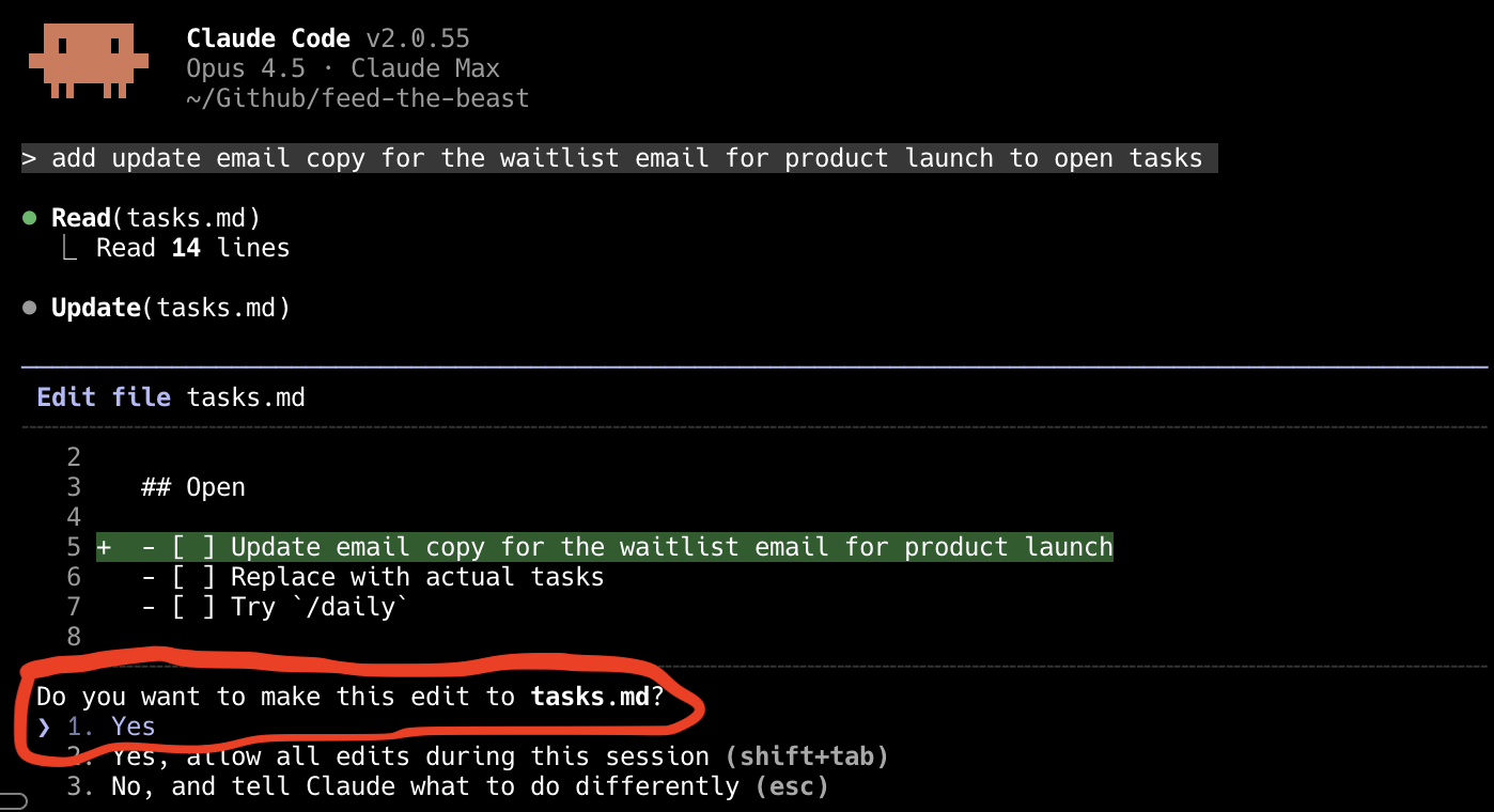 Claude Code inline edit approval