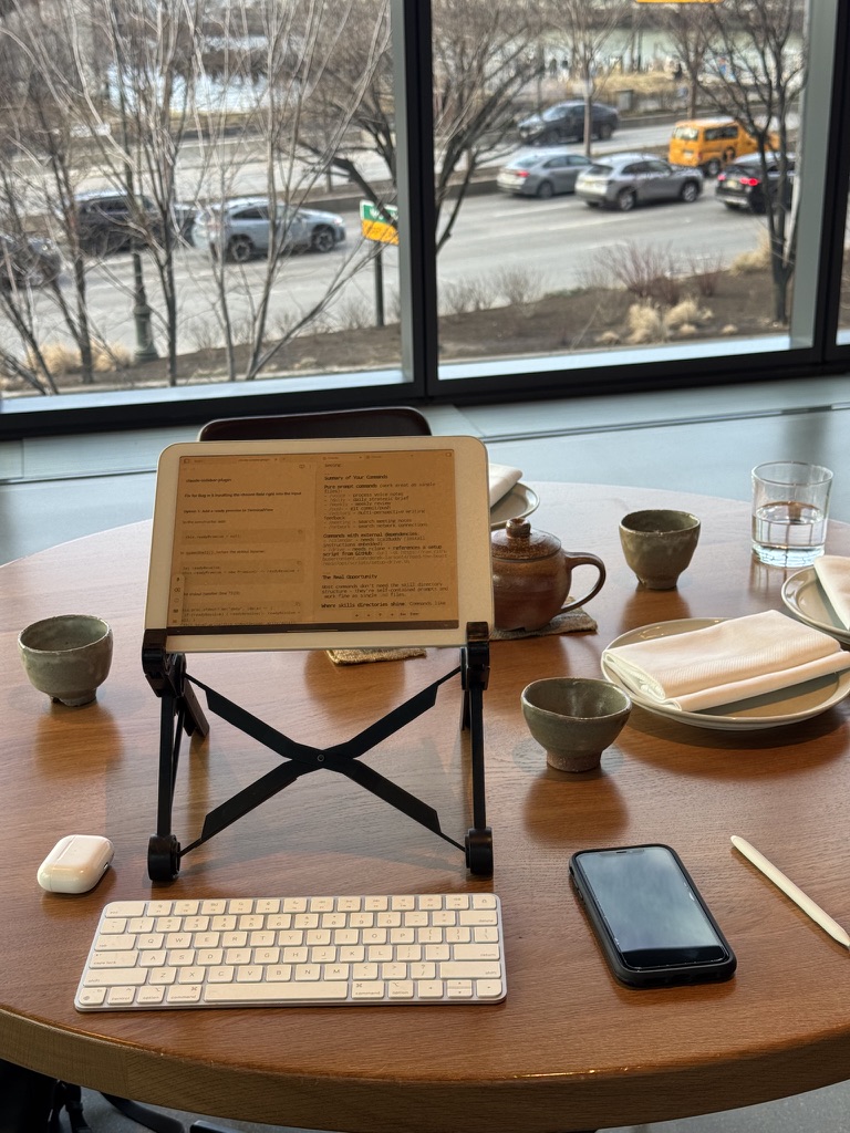 Claude setup at a cafe