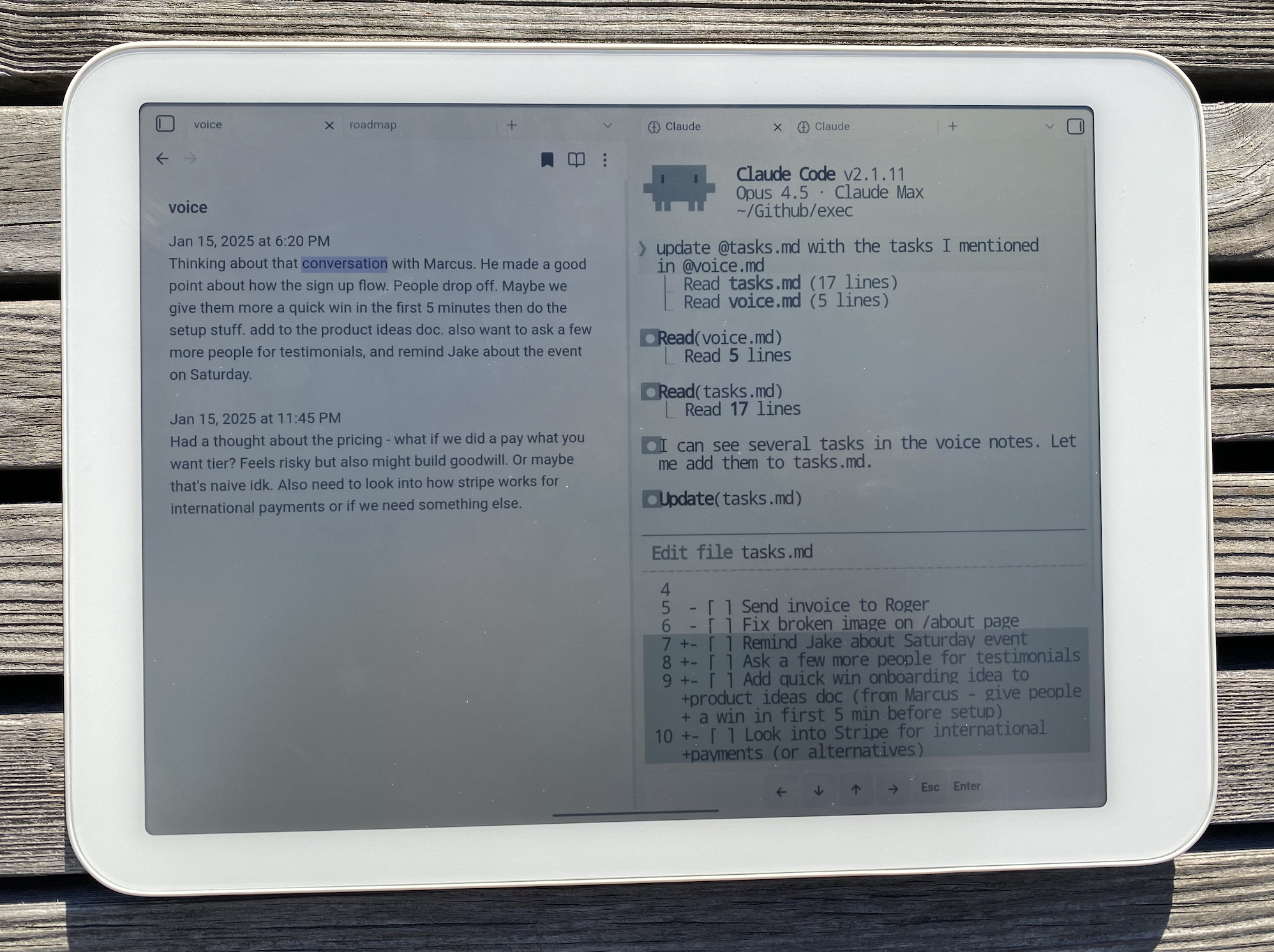 Claude Anywhere on tablet