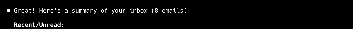 Claude Gmail summary output