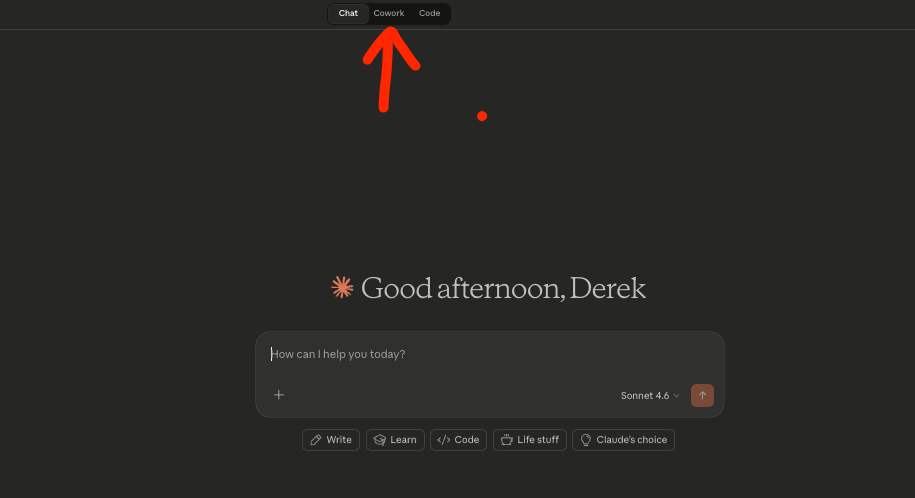 Toggle from Chat to Co-Work