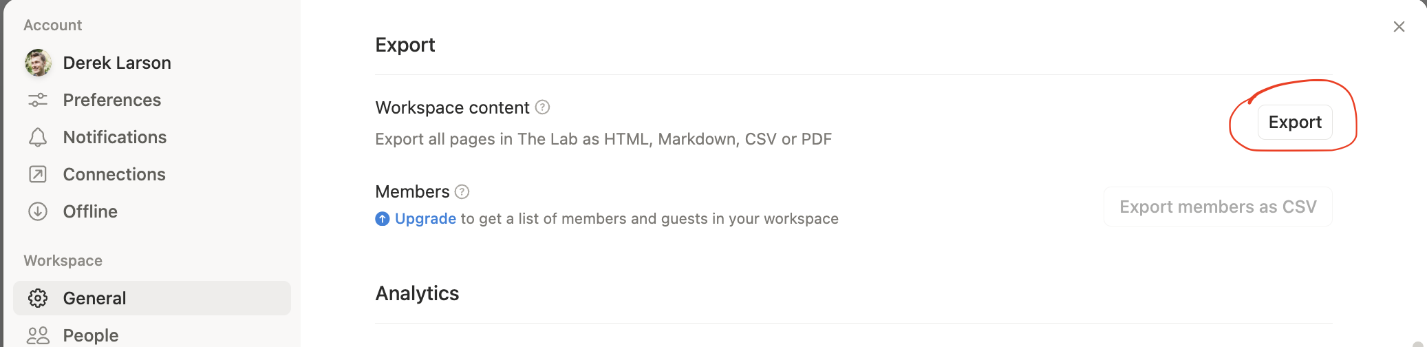 Notion settings export