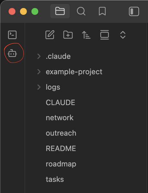 Bot icon in Obsidian sidebar