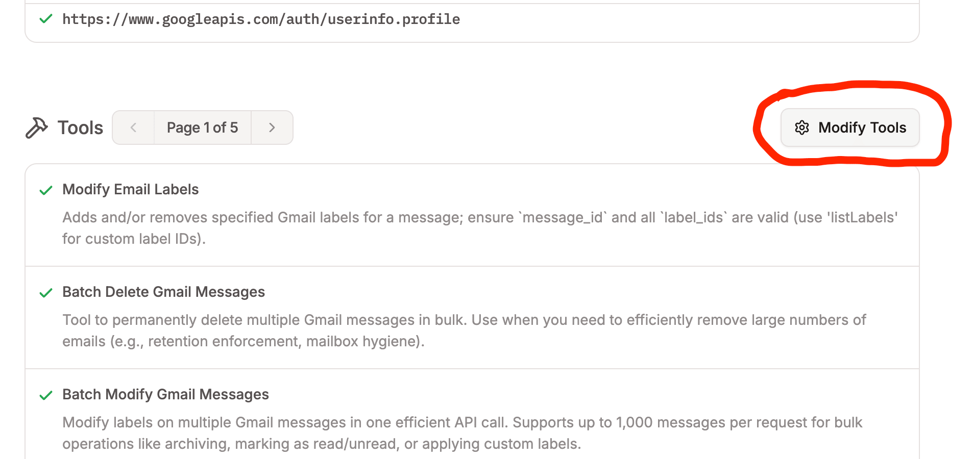 Rube Gmail - modify tools