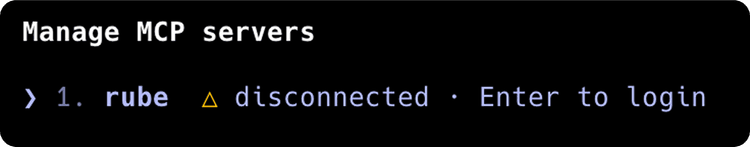 Select Rube in Claude Code