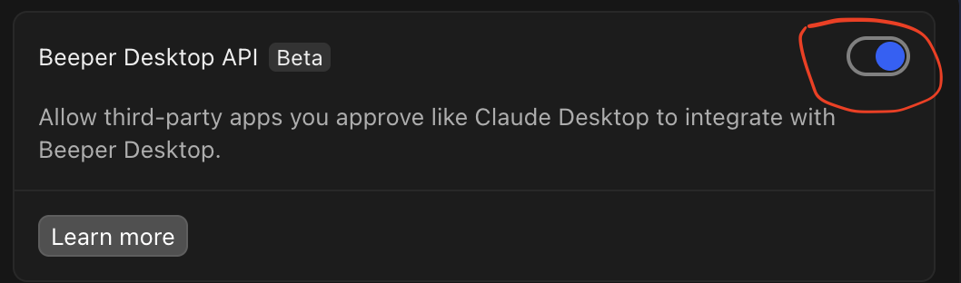 Enable Beeper Desktop API